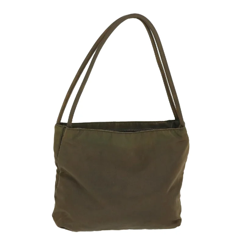 Prada tote bags with a double - handle and shoulder - strap option for easy usePRADA Shoulder Bag Nylon Brown  68188