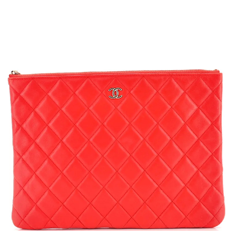 Small - sized Prada Saffiano leather bags for a compact and stylish carryO Case Clutch Quilted Lambskin Medium