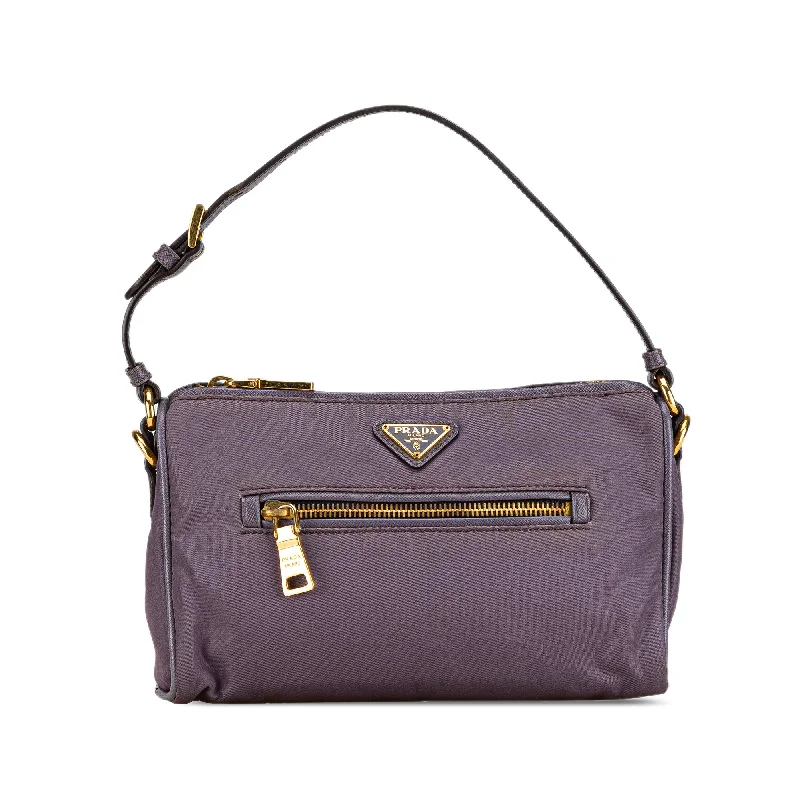 Prada bags with a detachable mobile phone holder for on - the - go conveniencePurple Prada Tessuto Handbag