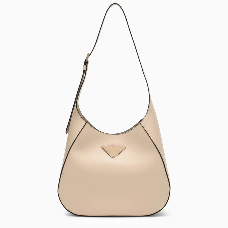 Prada nylon backpacks with a hidden back pocket for securityPrada Travertine-Coloured Leather Shoulder Bag Women