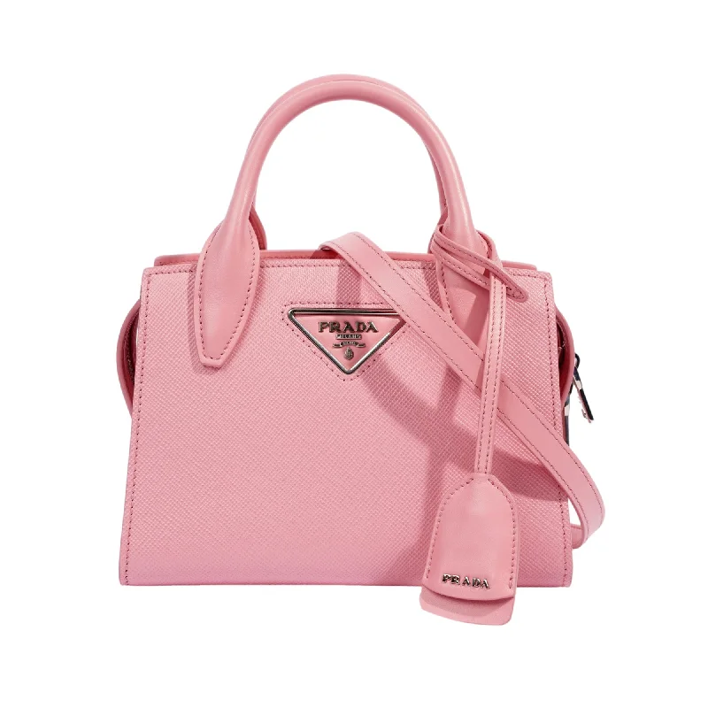 Prada Cleo bags with a curved shape and a chain - link shoulder strapPrada Kristen Saffiano Top Handle Mini Tote Crossbody Bag Petalo Pink