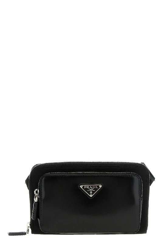 Prada bags with a back - zip pocket for storing valuables securelyPrada Men Re-Nylon Leather Shoulder Strap