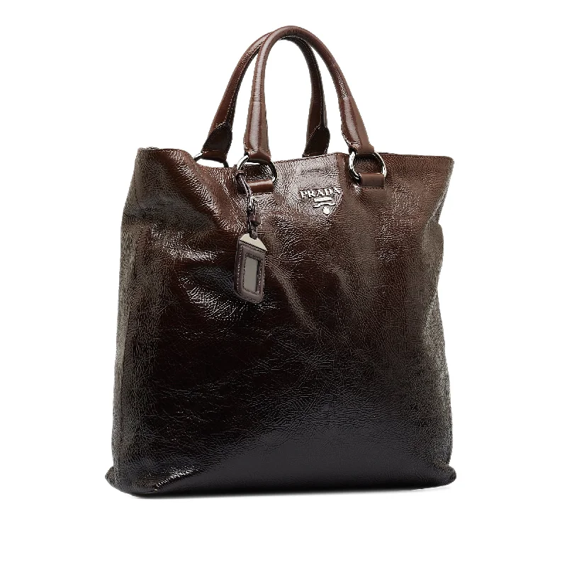 Prada Re - Edizione 2005 bags with a retro - inspired designBrown Prada Vitello Shine Tote Bag