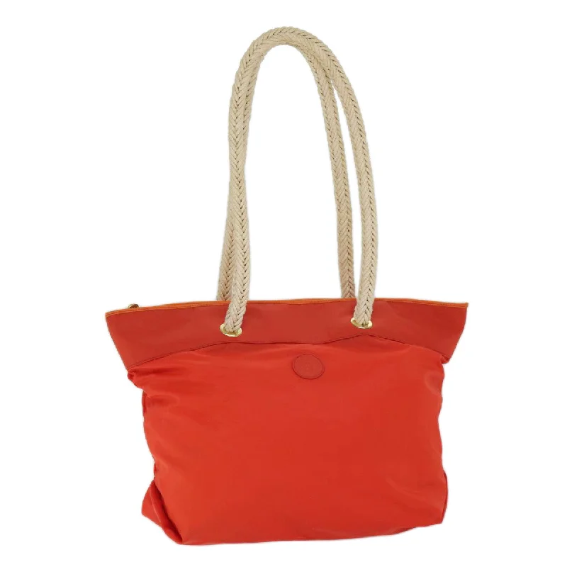 Fendi handbags with a metal - framed clasp for durability and a stylish lookFENDI Shoulder Bag Nylon Orange  72073