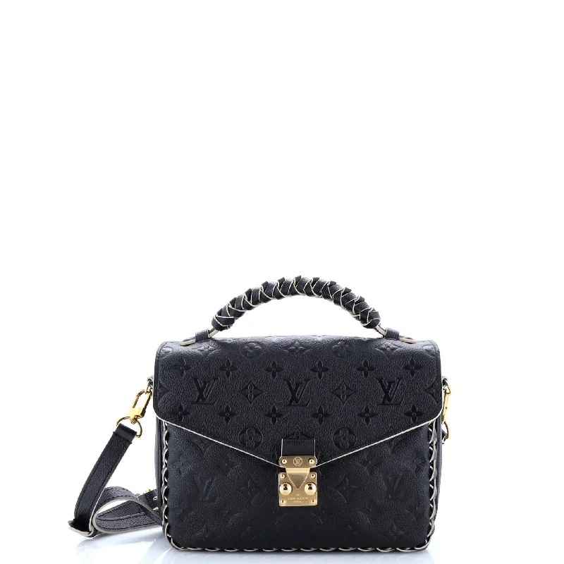 Ladies Prada Galleria bags with a detachable shoulder strapBraided Handle Pochette Metis Monogram Empreinte Leather