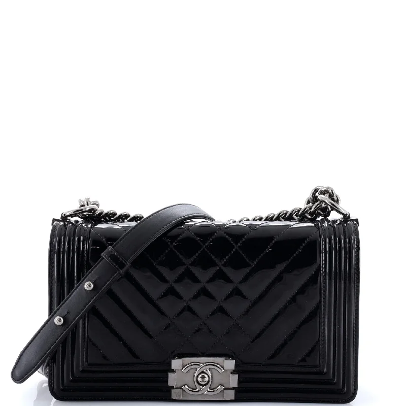 Prada Cahier bags with a detachable shoulder strap for versatile carryingBoy Flap Bag Chevron Patent Old Medium