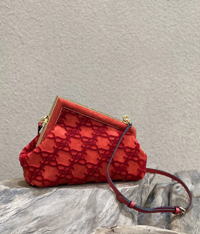 Ladies Fendi crossbody bags with a single - strap design for simplicity and ease of useFendi Fendirst Small Red Bag For Woman 26cm/10in