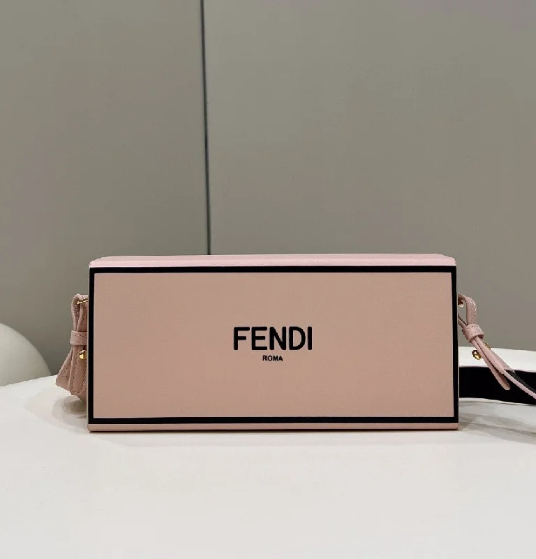 Ladies Fendi Sunshine Shopper bags in a pastel shade like mint for a soft and delicate appearanceFendi Horizontal Box Pink Bag For Woman 10.5cm/4in