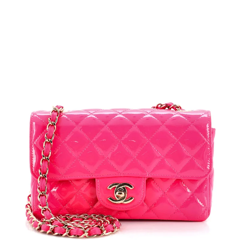 Ladies Prada Galleria bags with gold - toned hardware for a luxurious touchClassic Single Flap Bag Quilted Patent Mini