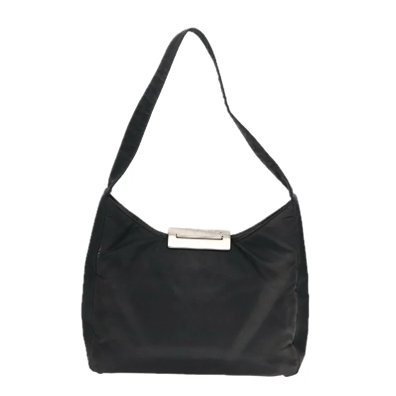 Prada bags with a back - zip pocket for storing valuables securelyPRADA Shoulder Bag Nylon Black Silver  bs17342