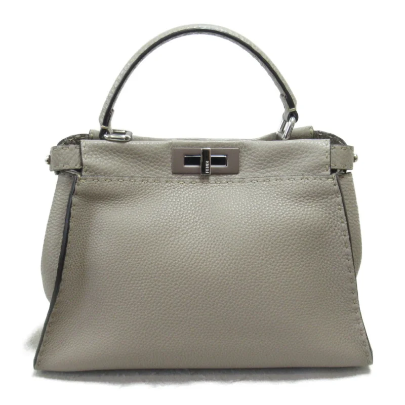 Fendi handbags with a metal - framed clasp for durability and a stylish lookFendi Fendi Peacebu 2w Shoulder Bag 2way Shoulder Bag  Gray 8EN290