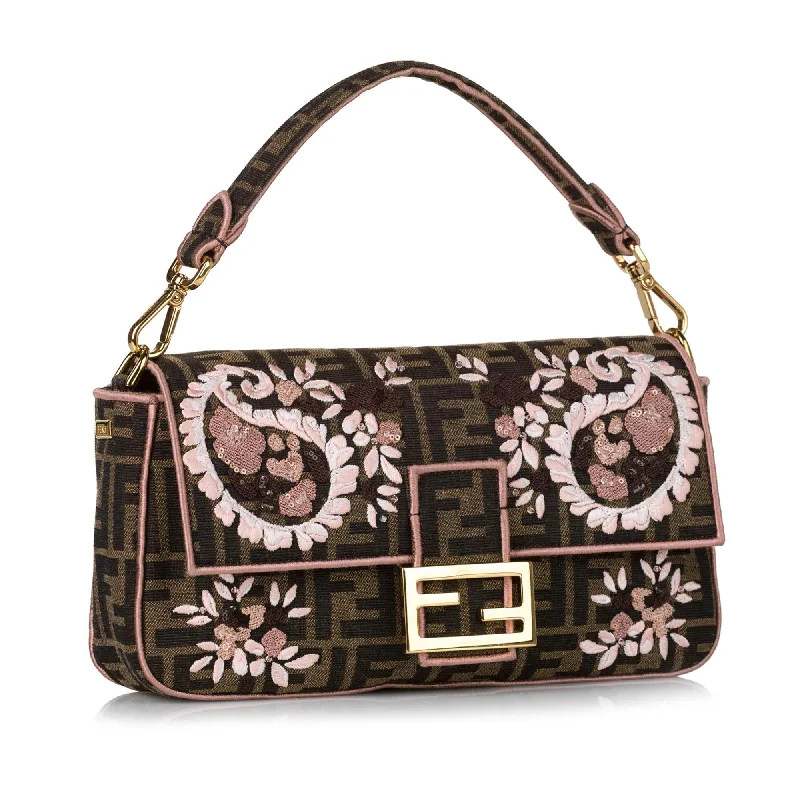 Fendi bags with a detachable tablet holder for using tablets on the goFendi Zucca Paisley Embroidery Baguette (SHG-35412)