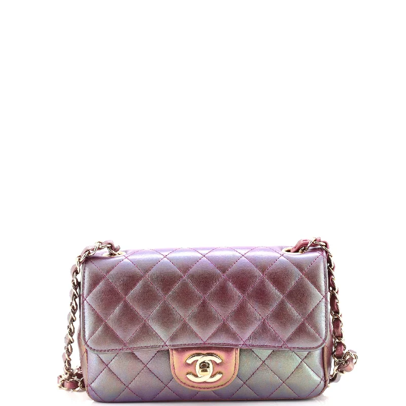 Ladies Prada Galleria bags with a textured leather surface for a more tactile lookClassic Single Flap Bag Quilted Iridescent Lambskin Mini