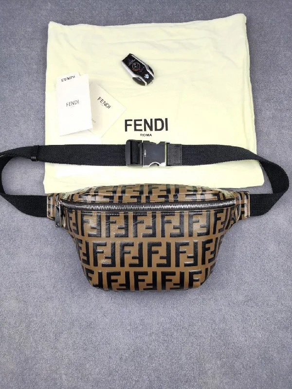 Ladies Fendi Peekaboo bags with a hand - carved leather detail for a unique and artisanal touchFendi Belt Bag Brown For Men, Men’s Bags 18.1in/46cm