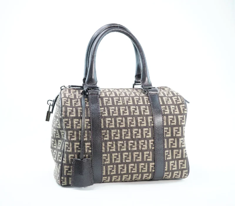 Ladies Fendi handbags with a detachable wallet insert for added convenienceFendi Zucchino Canvas Boston Bag - '10s