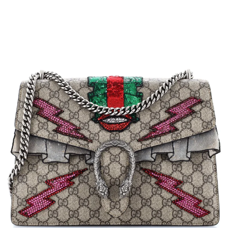 Prada handbags with a patent - leather finish for a shiny and sophisticated appearanceDionysus Bag Embellished GG Coated Canvas Medium