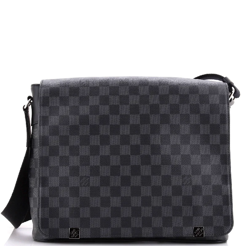 Prada bags with a snap - button closure and a decorative charm for a fashionable lookDistrict NM Messenger Bag Damier Graphite GM