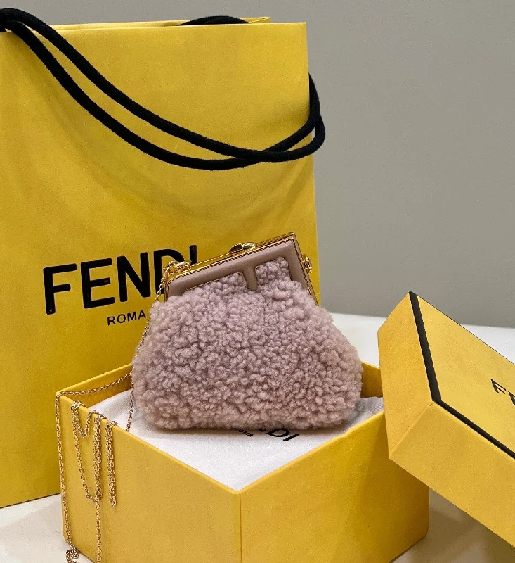 Fendi bags with a touch - screen - friendly pocket for using devices without taking them outFendi Fendirst Mini Pink Mink Bag For Woman 11.5cm/4in