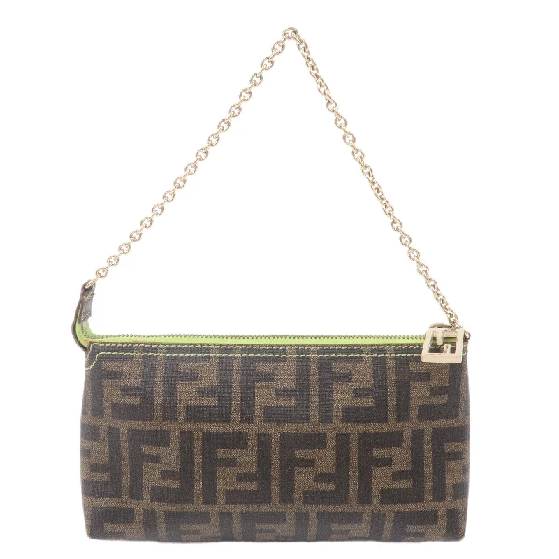 Ladies Fendi Peekaboo bags with a textured leather surface for a more tactile and luxurious feelFENDI Zucca Print PVC Accessory Pouch Bag Khaki Green 8BR592