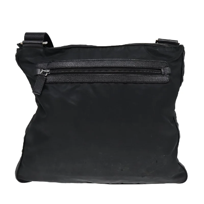 Medium - sized Prada tote bags in classic black for everyday versatilityPRADA Shoulder Bag Nylon Black Silver  85651