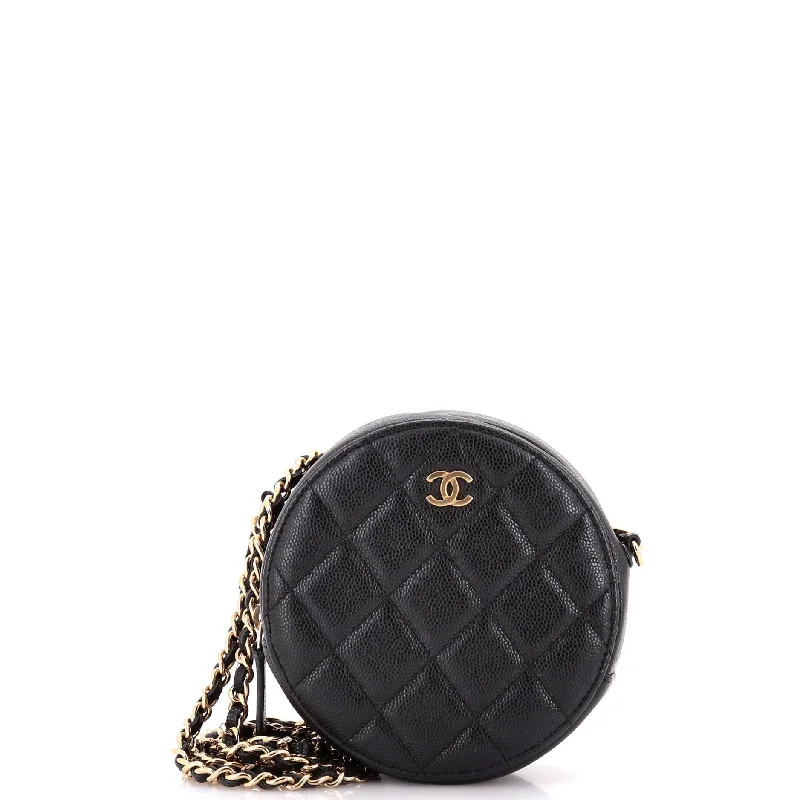 Prada bags with a back - zip pocket for storing valuables securelyRound Clutch with Chain Quilted Caviar Mini