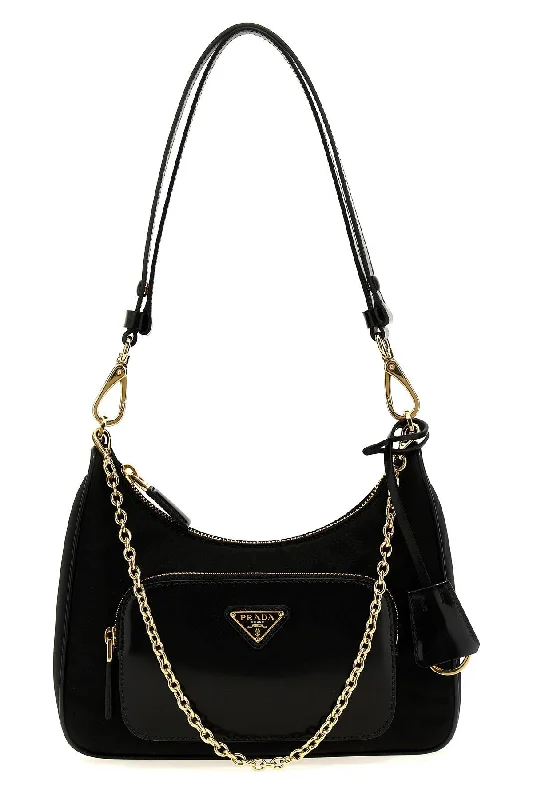 Prada handbags with a metal - framed clasp for durability and stylePrada Women Re-Nylon Shoulder Bag