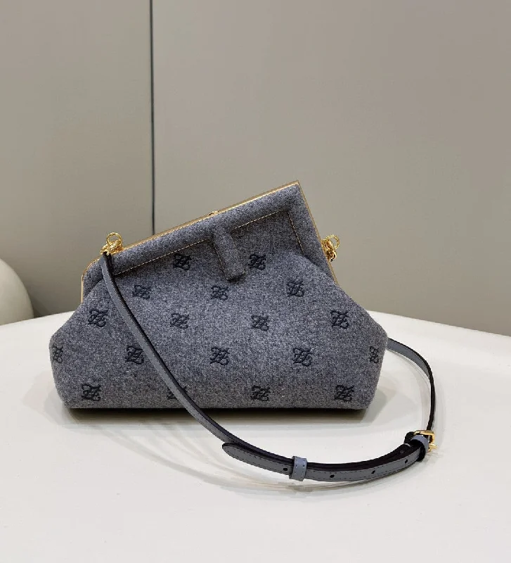 Fendi By The Way bags with a printed map pattern for a travel - inspired lookFendi Fendirst Small Blue Bag For Woman 26cm/10in