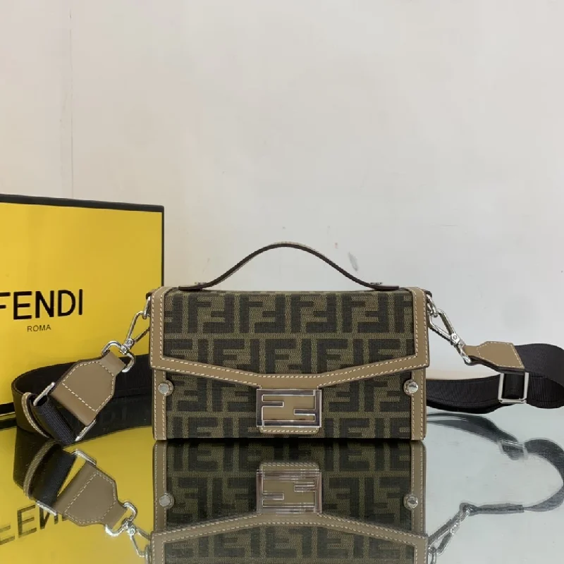 Ladies Fendi Peekaboo bags with a hand - stitched leather handle for artisanal charmFendi Baguette Soft Trunk Mini Beige Bag For Woman 10cm/4in