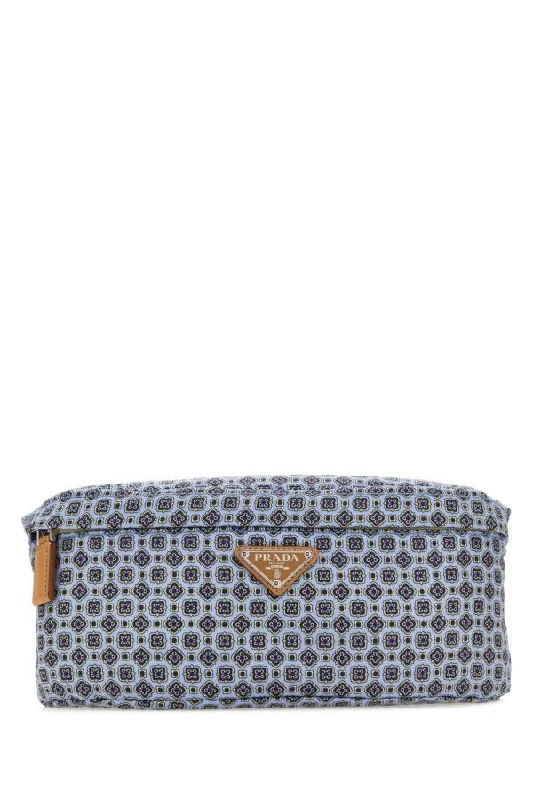 Prada bags with a snap - button closure and a decorative charm for a fashionable lookPrada Man Printed Re-Nylon Belt Bag