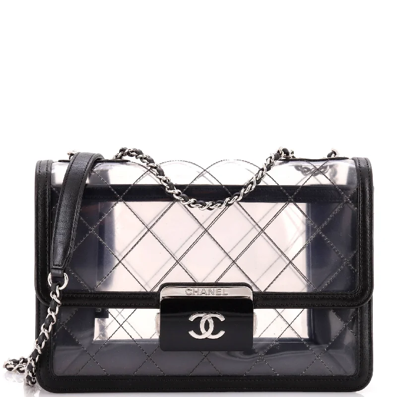 Prada bags with a detachable mirror inside for quick touch - upsBeauty Lock Flap Bag Quilted PVC With Lambskin Large