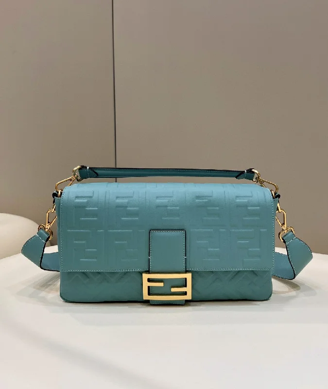 Fendi Baguette bags with a studded leather trim for a bold and edgy lookFendi Baguette Medium Mint Green Bag For Woman 27cm/10.5in