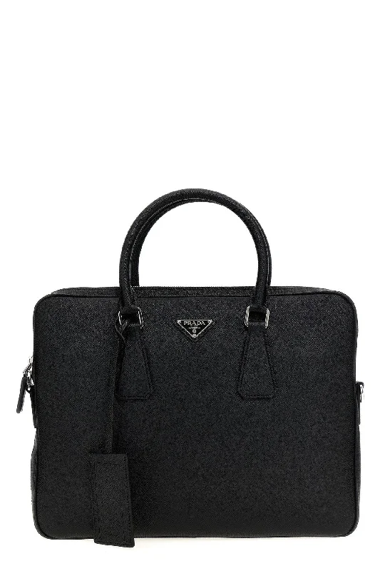 Ladies Prada shoulder bags with a single - handle design for simplicityPrada Men Saffiano Handbag