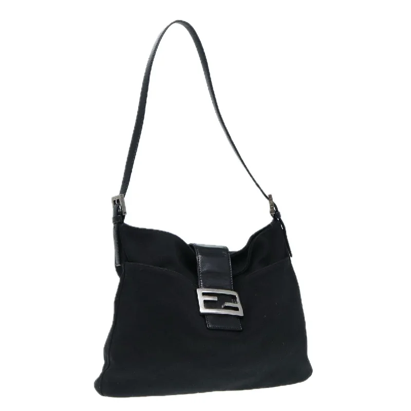 Ladies Fendi crossbody bags with a single - strap design for simplicity and ease of useFENDI Shoulder Bag Nylon Black Silver  ep5315