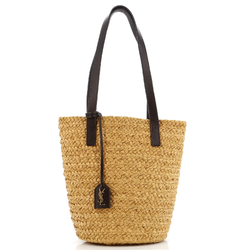 Ladies Prada shoulder bags with a tassel - adorned zipper for added charmPanier Basket Shopper Raffia Small