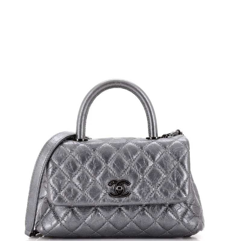 Prada handbags with a beaded trim for a touch of glamour and eleganceCoco Top Handle Bag Quilted Aged Calfskin Mini