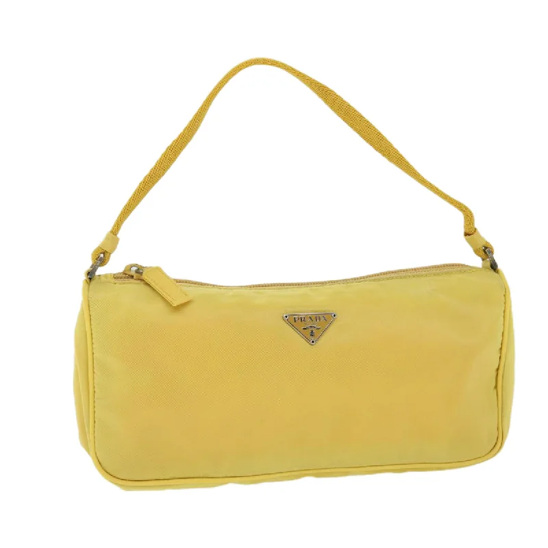 Prada bags with a detachable mobile phone holder for on - the - go conveniencePRADA Accessory Pouch Nylon Yellow Auth bs8118