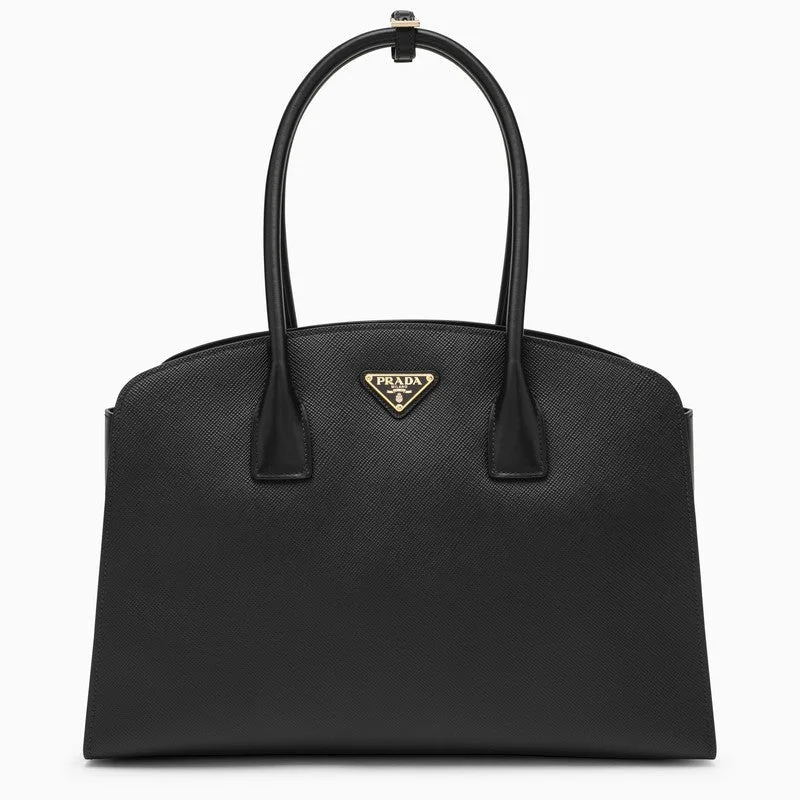 Ladies Prada Re - Edizione 2005 bags with a star - shaped charm for a playful touchPrada Large Handbag In Black Saffiano Women