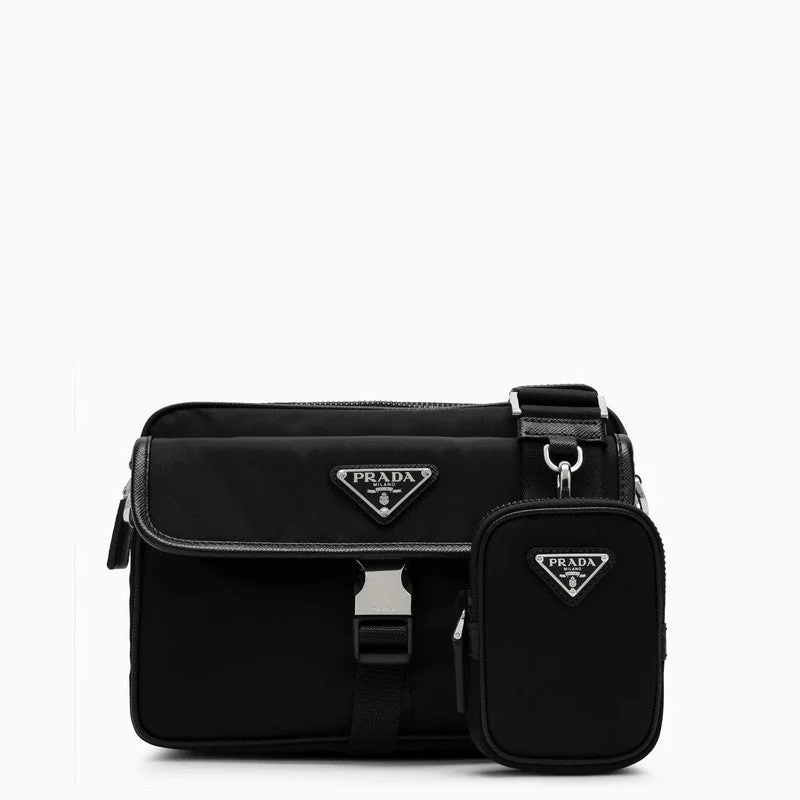 Prada nylon backpacks with a multi - pocket design for better organizationPrada Black Re-Nylon Cross-Body Bag Men