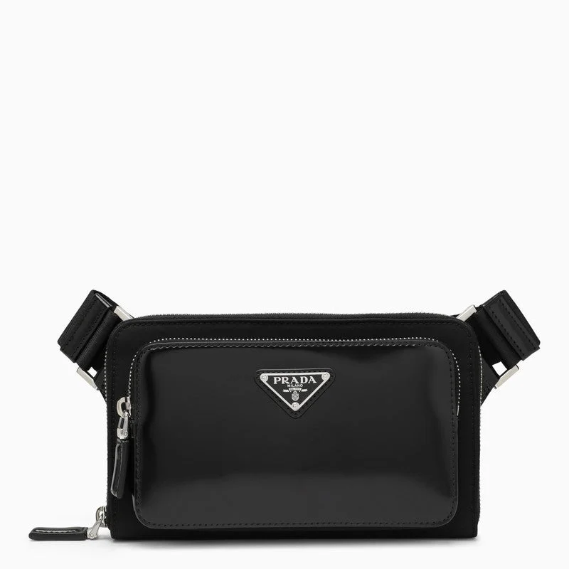 Prada Cleo bags with a snakeskin - effect panel for a bold and trendy lookPrada Black Leather Shoulder Bag Men