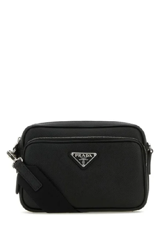 Prada crossbody bags with a keychain holder for practicalityPrada Man Black Leather Crossbody Bag