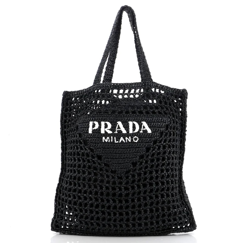 Prada crossbody bags with a printed floral pattern for a feminine touchTriangle Logo Open Tote Raffia