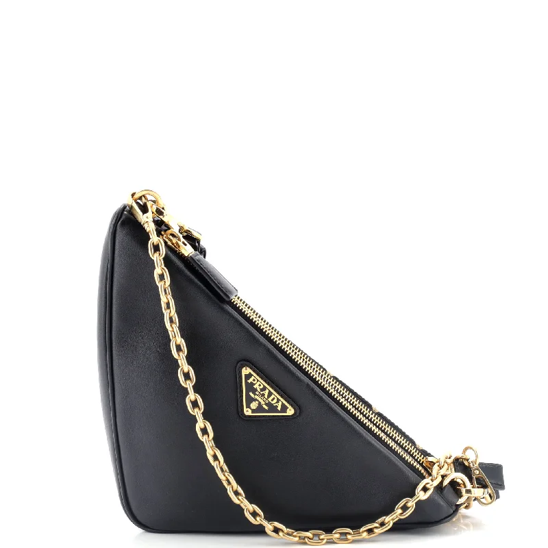 Medium - sized Prada tote bags in classic black for everyday versatilityDouble Symbole Triangle Bag Leather and Jacquard Mini