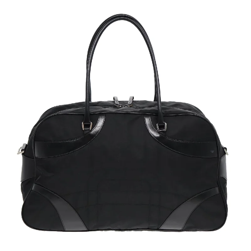 Ladies Prada Galleria bags with a textured leather surface for a more tactile lookPRADA Shoulder Bag Nylon Black Silver  85626