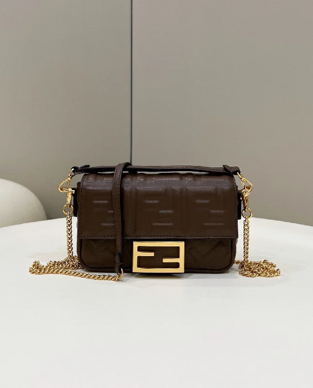 Fendi tote bags with a printed Fendi logo on the front for high brand visibilityFendi Baguette Brown Shoulder And Crossbody Bags