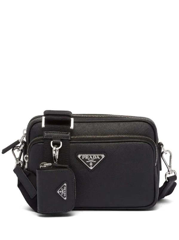 Prada nylon backpacks with a padded back panel for comfort during long - term usePrada Women Saffiano Leather Shoulder Bag