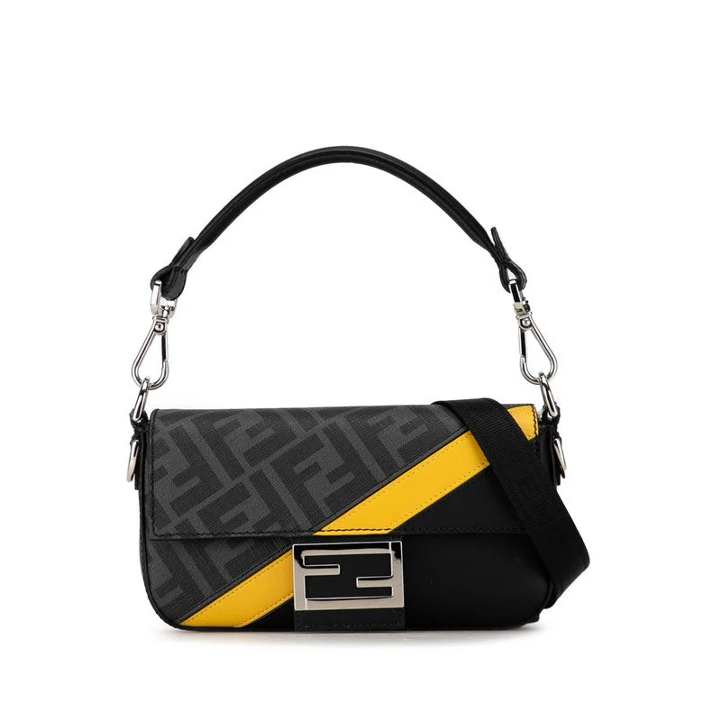 Fendi tote bags with a self - cleaning interior lining for easy maintenanceFY ZUCKA MANMABACKET HANDBAG HANDBAG HANDBAG 2WAY BLACK YELLOW LEADER LADY FENDI PING MARKET