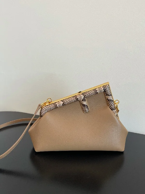 Fendi crossbody bags with a detachable ID holder for easy identificationFendi Fendirst Small Beige with exotic details Bag