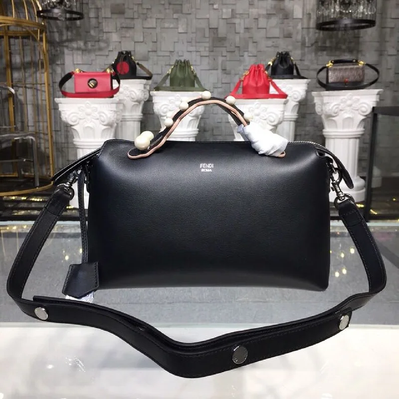 Fendi tote bags with a thermal - insulated pocket for keeping drinks hot or coldFendi By The Way Studded Bag 11in/28cm Black For Women