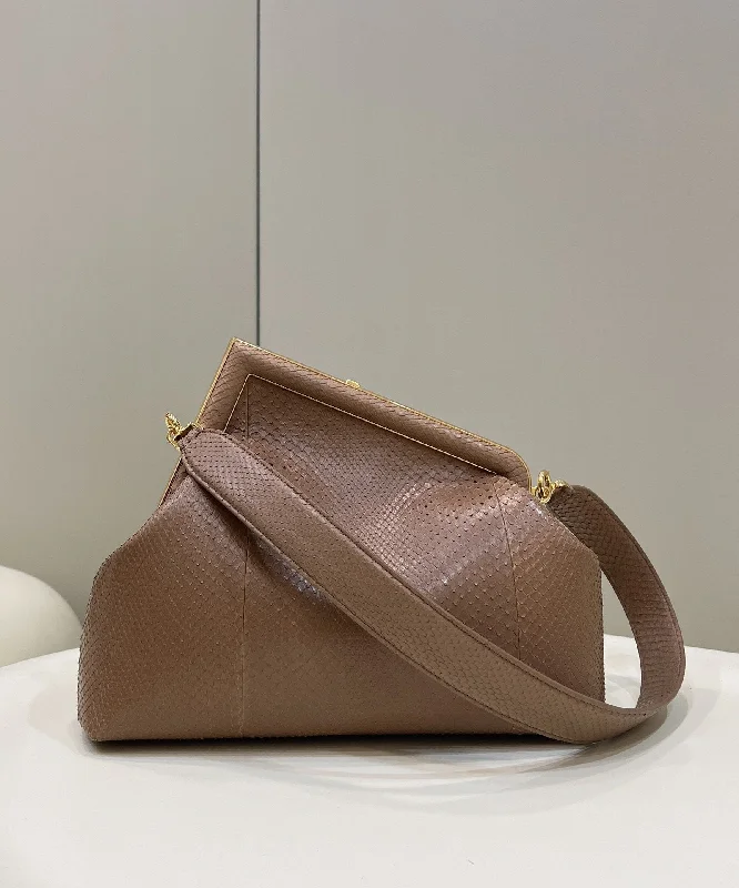 Fendi By The Way bags with a suede interior lining for a luxurious and soft feelFendi Fendirst Small Beige Bag For Woman 26cm/10in