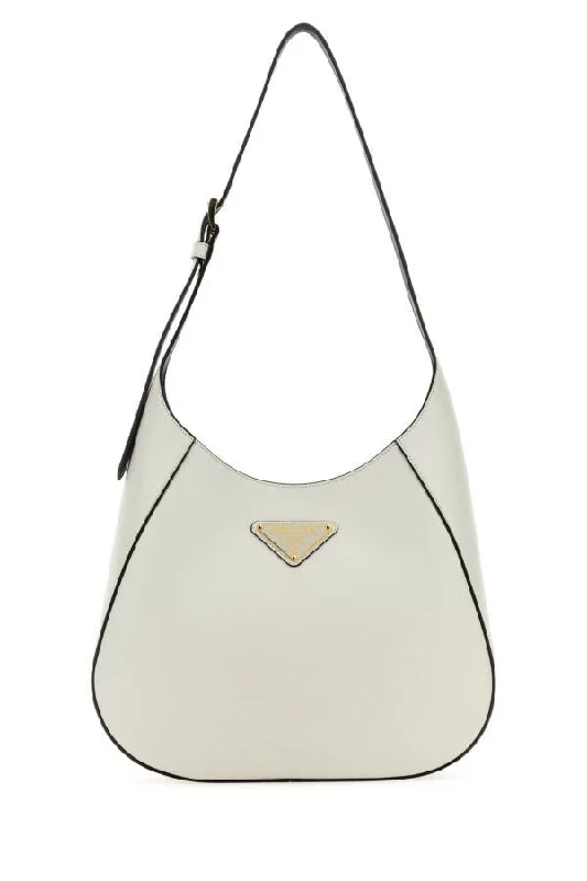 Small - sized Prada Saffiano leather bags for a compact and stylish carryPrada Woman White Leather Shoulder Bag